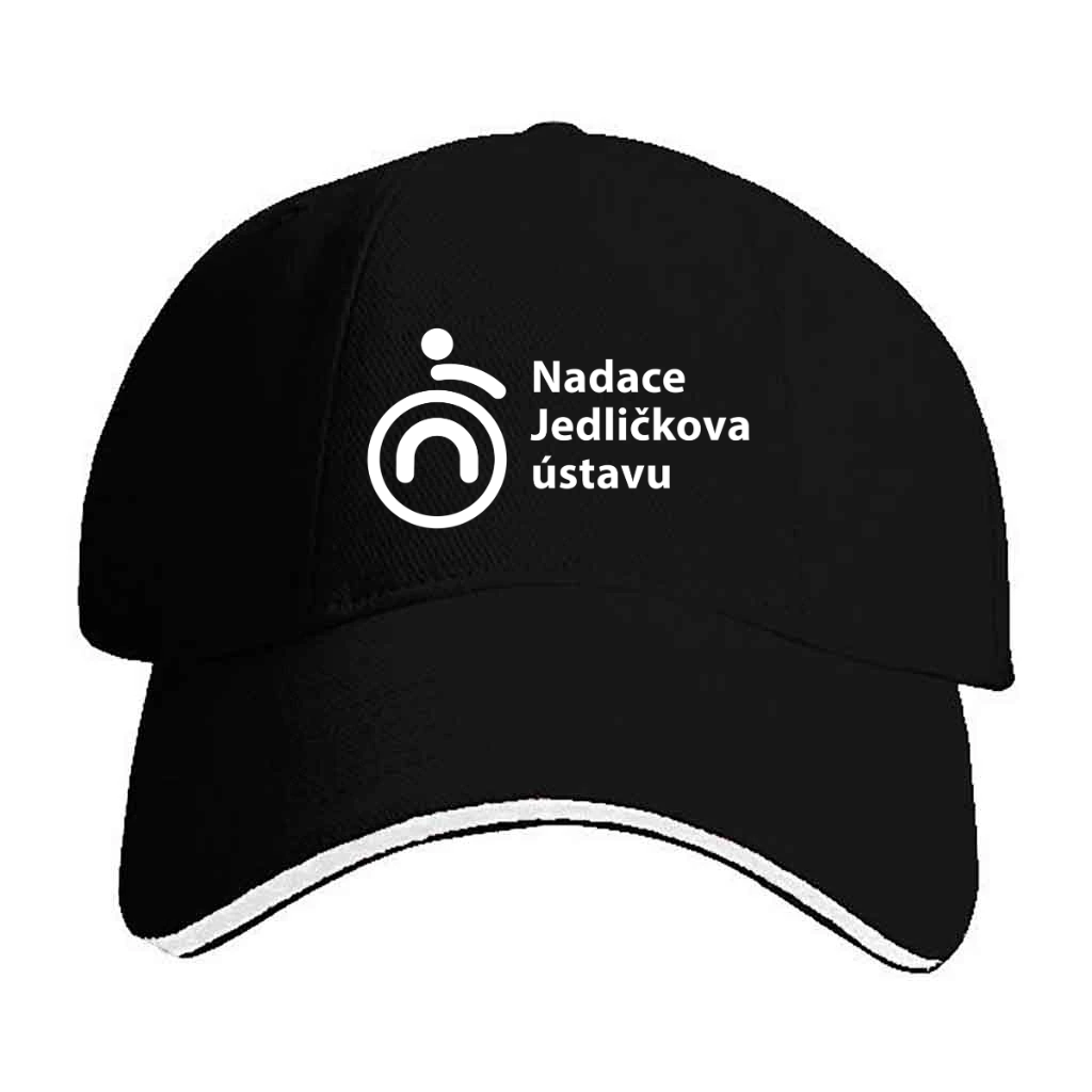 Černá čepice NJÚ s proužkem